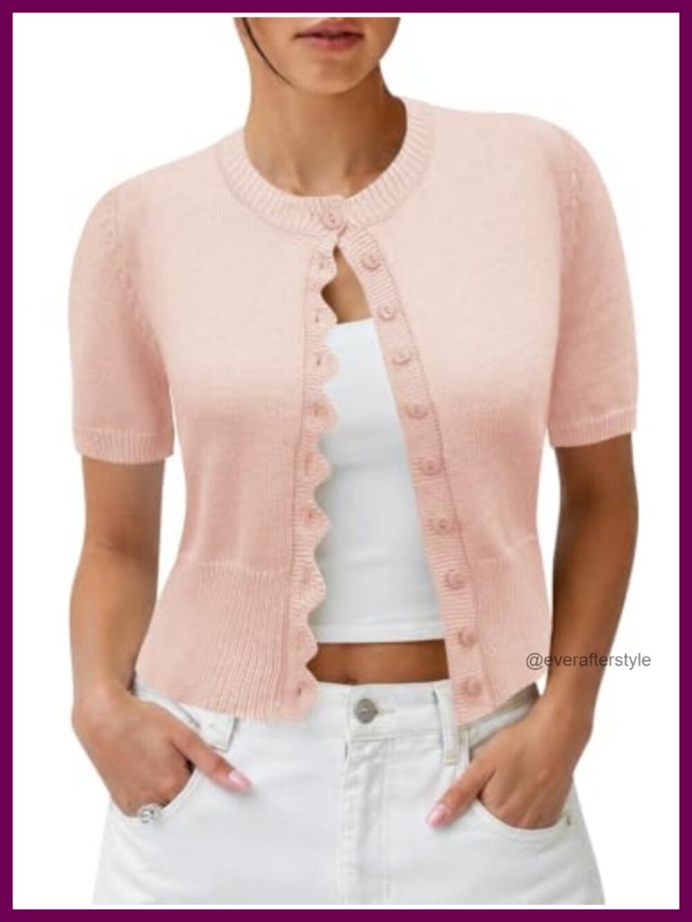 Women Cropped Short Sleeve Cardigan Button Down Lightweight Sweater